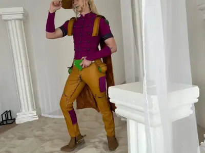 Костюм с париком и обувью на Джайро Цепелли из аниме JoJo Steel Ball Run