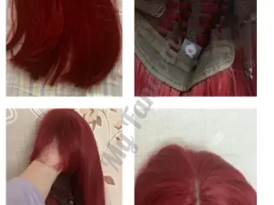 Бордовый парик длинный косплей