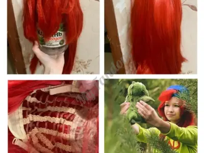 Красный парик длинный косплей