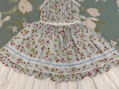 Chocochip Cookie Striped Strawberry Shirring JSK 2008